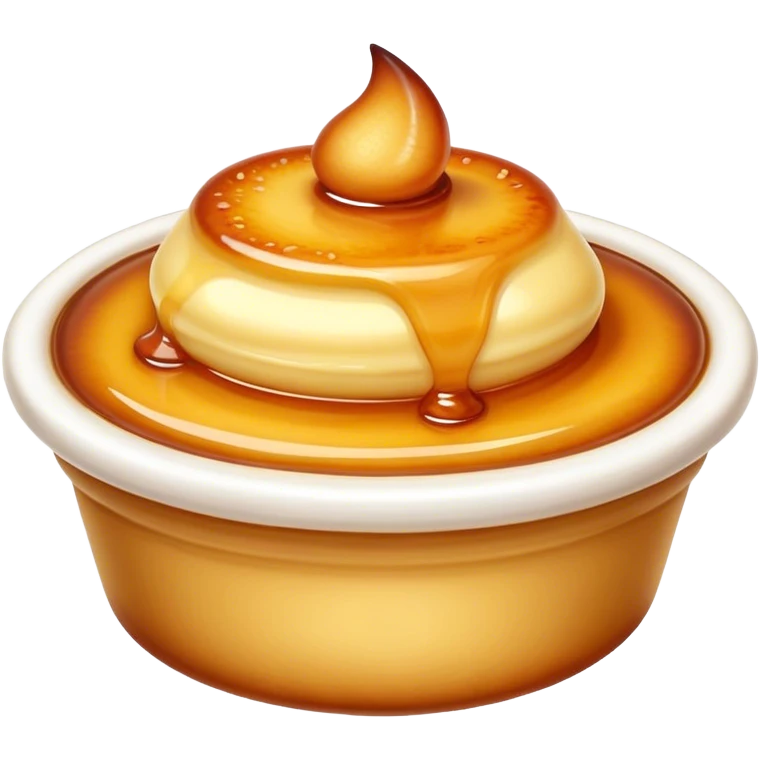 Cinematic Realistic Cr√®me Br√ªl√©e Dessert Emoji, depicted as a rich custard with a perfectly caramelized sugar top rendered with exquisite textures and warm, inviting lighting. emoji