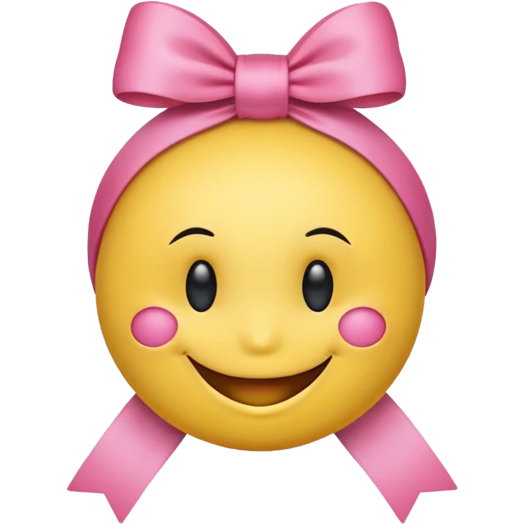 A smiley getting shy and a pookie ribben on his head emoji