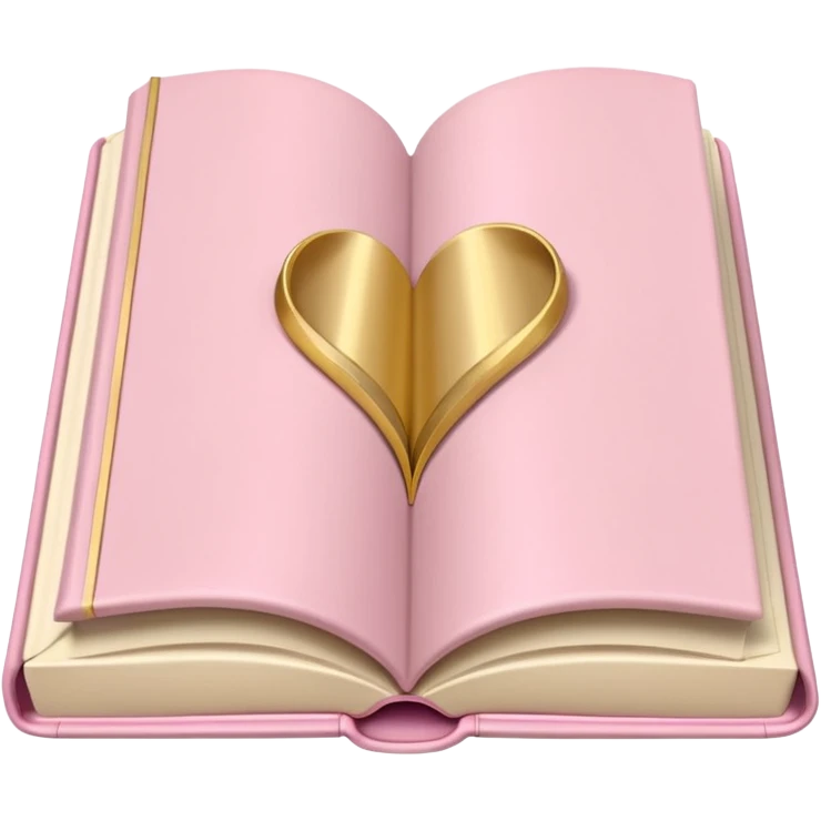 Pastel pink open book with cream pages, gold trim, satin cover emoji