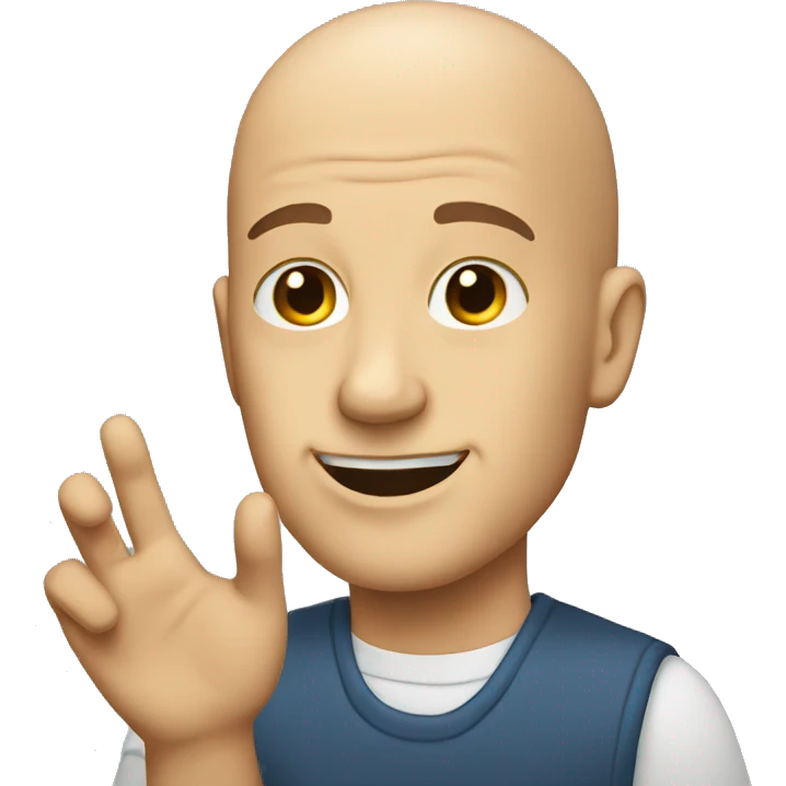 Bald man raising his hand emoji