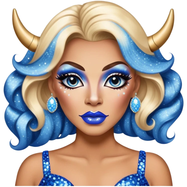 cowboy cow print blue drag queen glitter sparkles babe girl makeup diva brat emoji
