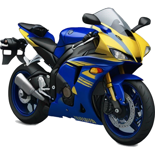 A 2009 Yamaha r1, blue with yellow accents. front view. Less yellow then blue emoji