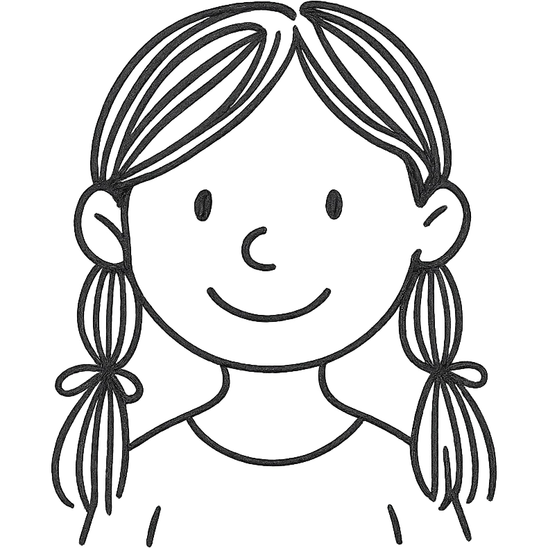 A girl with a prominent feature emoji