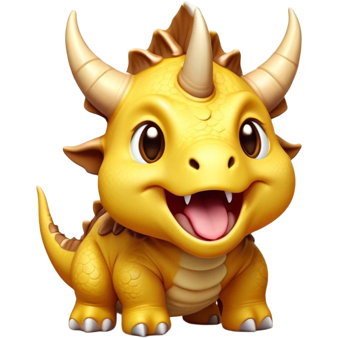 Cinematic Cute Yawning Triceratops Portrait Emoji, Head tilted slightly with a dramatic, wide-open yawn, showcasing a robust, horned body with a frilled head and sleepy, half-closed eyes, Simplified yet irresistibly cute features, highly detailed, glowing with a soft, cozy prehistoric glow, high shine, relaxed yet expressive, stylized with a dash of whimsical ancient charm, soft glowing outline, capturing the essence of a drowsy yet affectionate Triceratops that appears ready to stretch and yawn its way out of the screen! emoji