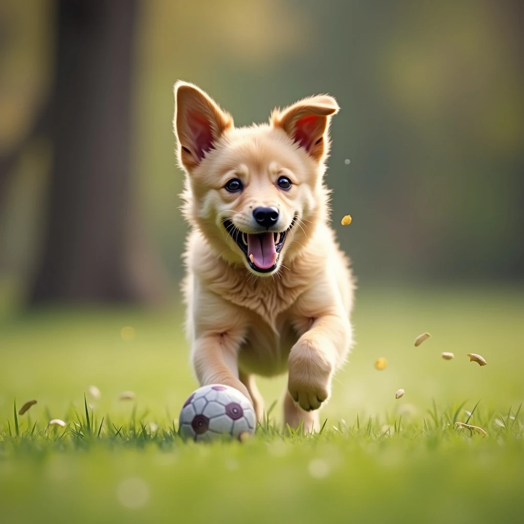 happy dog running after ball emoji