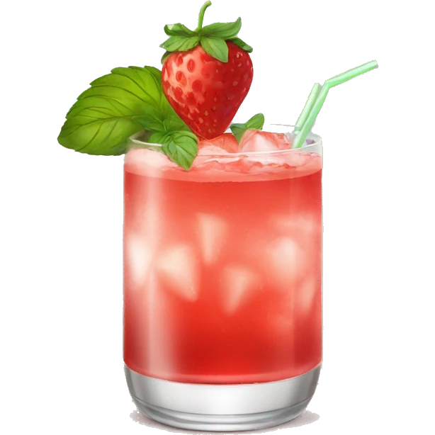 strawberry cocktail with basil in a stemmed glass emoji
