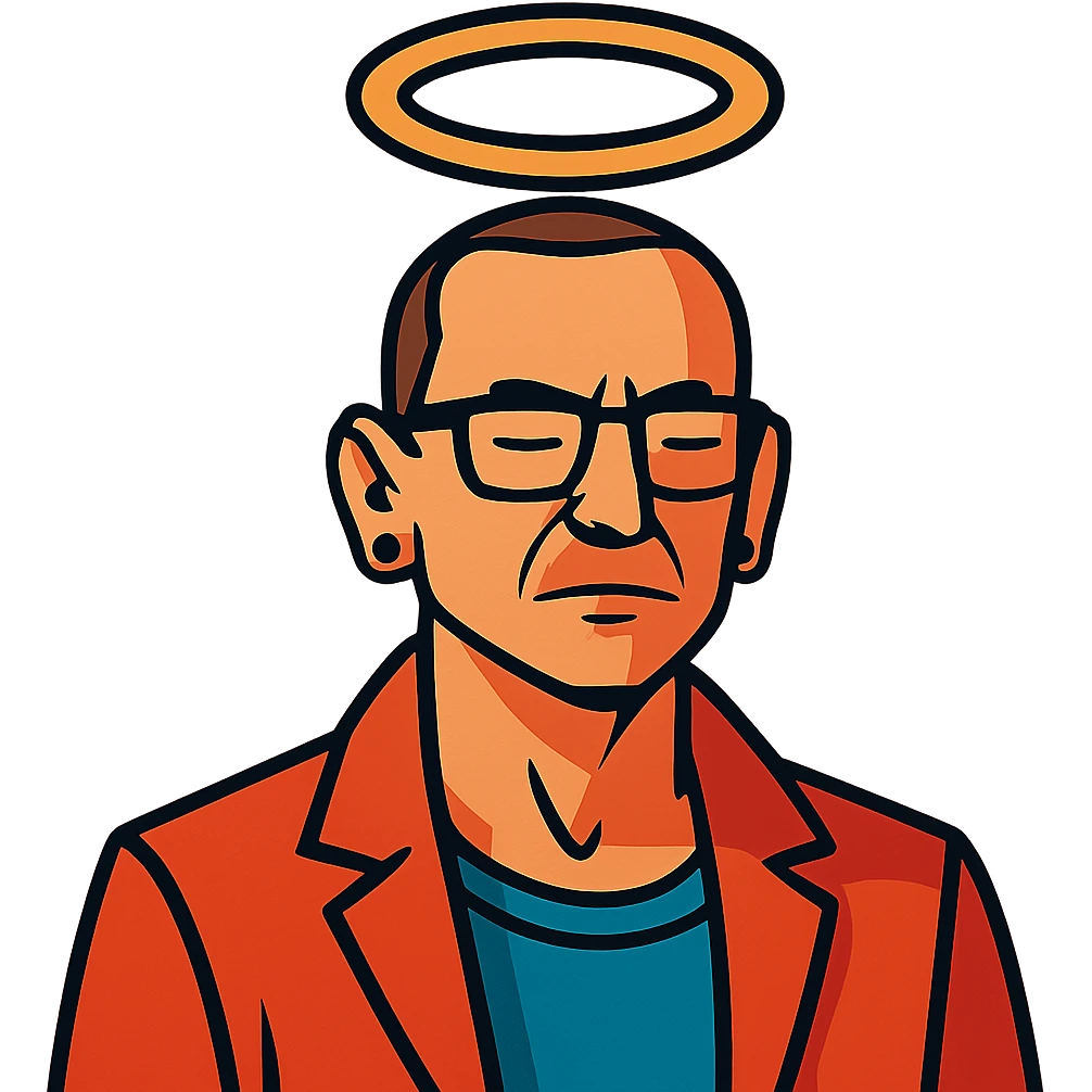 Chester Bennington from Linkin Park with a holy halo emoji