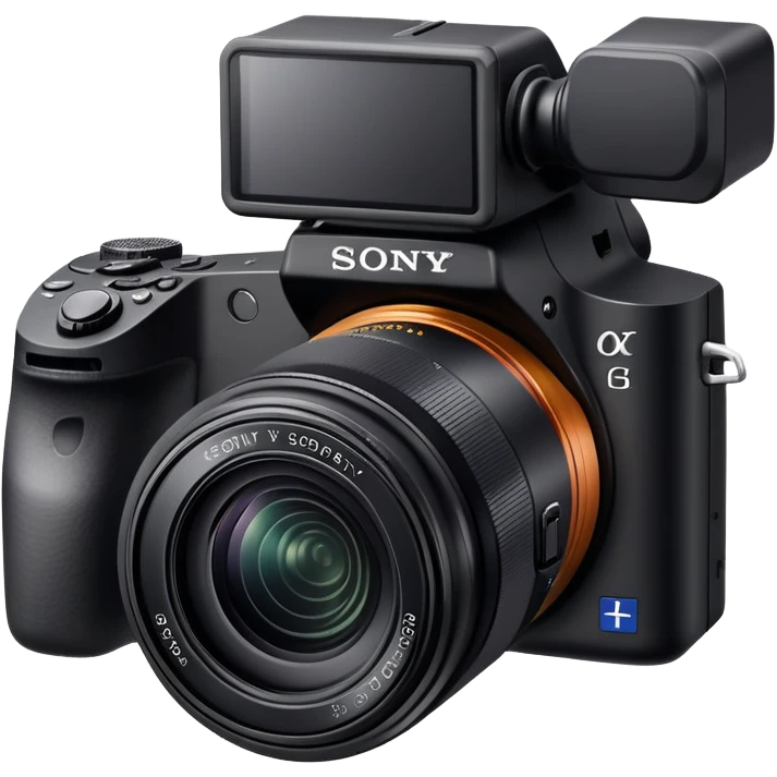 Simple DSLR camera, minimal details, basic shape of a Sony camera, clean design emoji