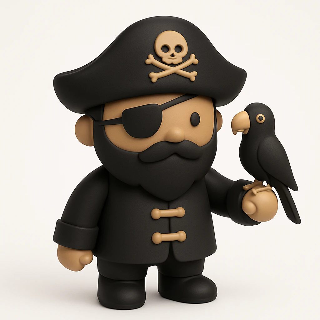 pirate with eye patch and parrot emoji