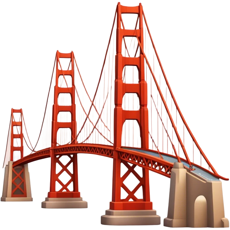 Cinematic Realistic Golden Gate Bridge Landmark Emoji, depicted with the iconic suspension bridge rendered with rich detail and vibrant, dynamic lighting. emoji