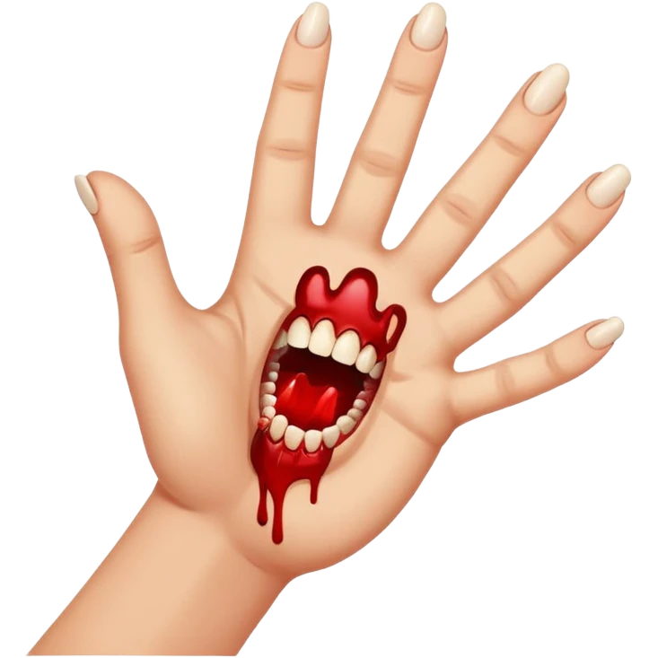 THE FINGER IS BEING BIT BY THE TEETH emoji