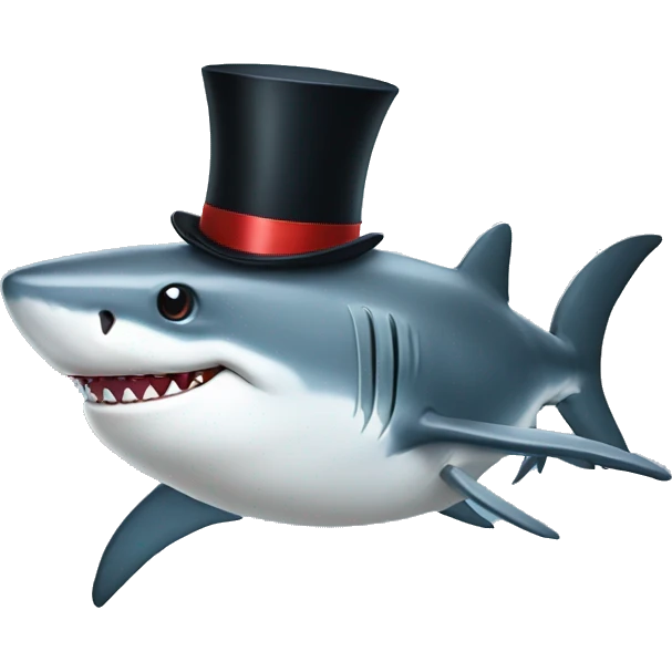 Shark with a top hat emoji
