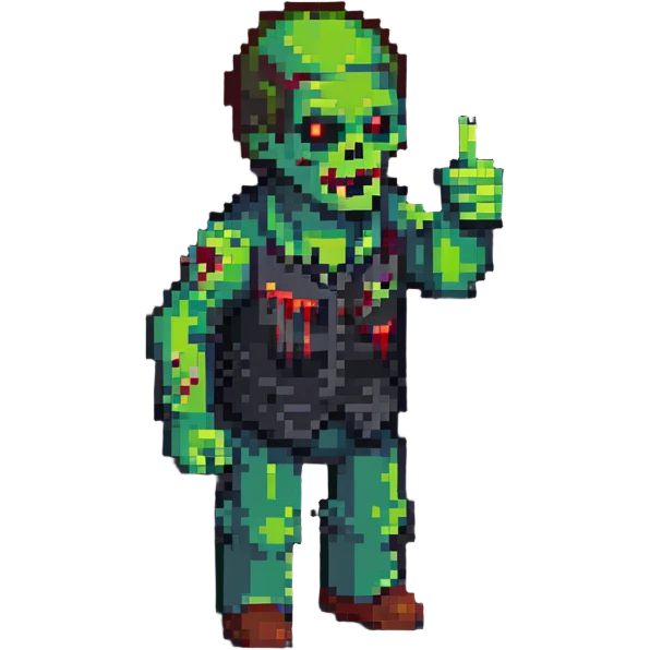 isometric zombie giving thumbs down in Project Zomboid style emoji