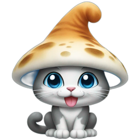 Smurf cat with mashroom hat emoji