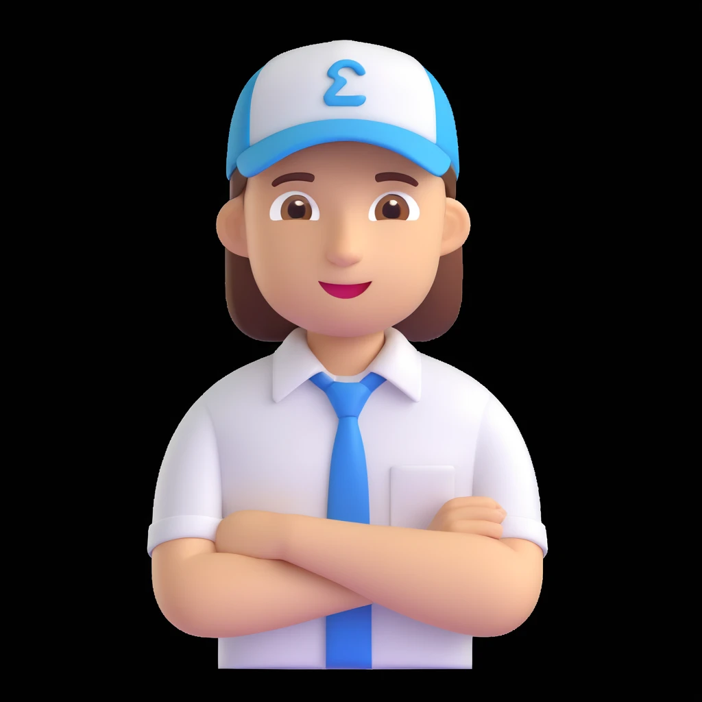 Show the young CEO in a casual cap and shirt in a modern meeting room, 3D emoji style. emoji