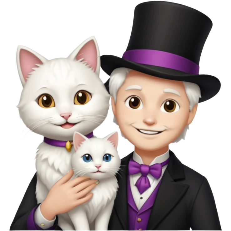 magician couple and their pet cat emoji