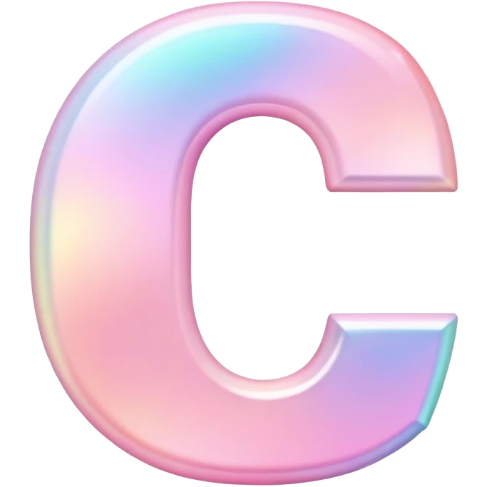 Iridescent pastel pink Font setting icon with letter C emoji