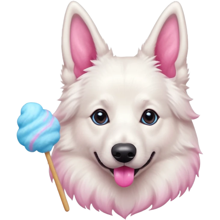 White belgian Shepard loves Cotton candy  in fall emoji