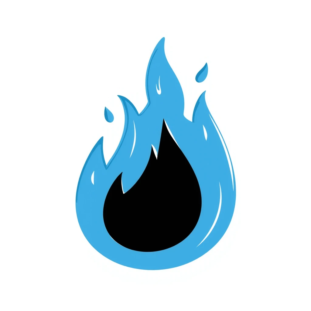 a flame in a spiral shape made from blue fire, hand drawn doodle style emoji