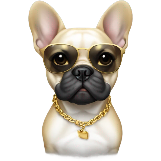 French bulldog wearing shades and a gold chain  emoji