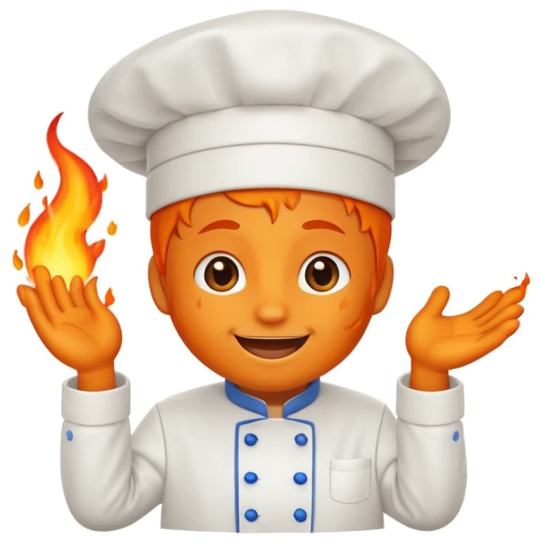 emoji mascotte goute enflammée en chef de cuisine emoji