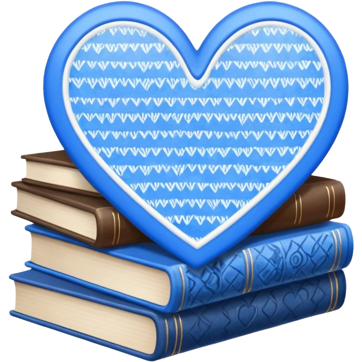  Blue and white heart + books emoji