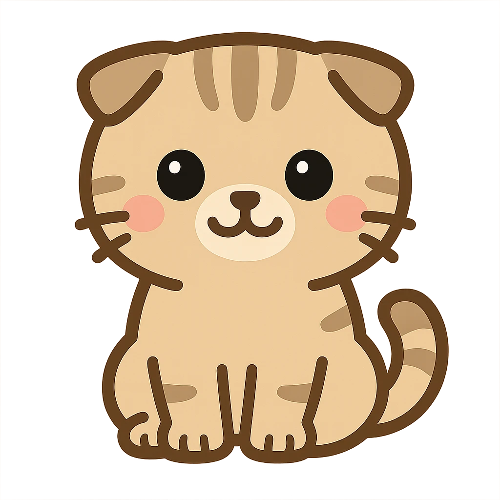 kawaii scottish fold kitten sitting, twitter style emoji emoji