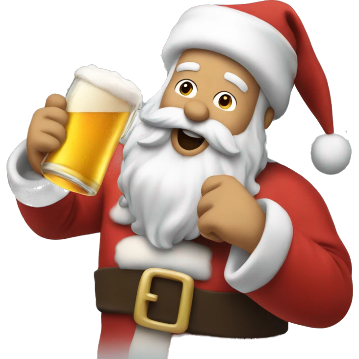 Santa chugging a beer emoji
