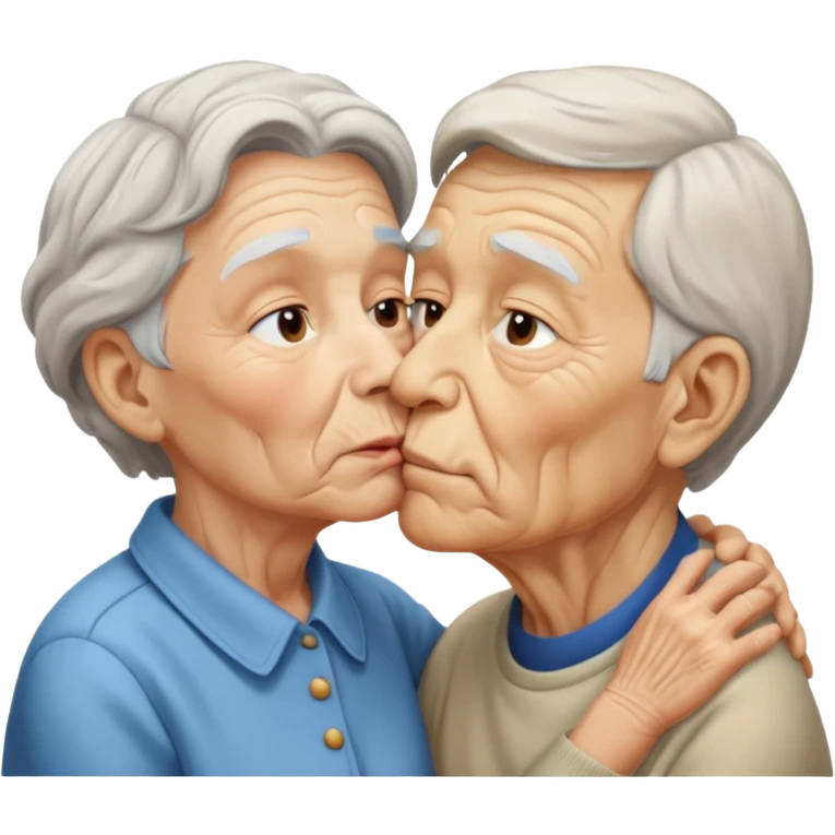 Crea un viejito besando a un joven emoji