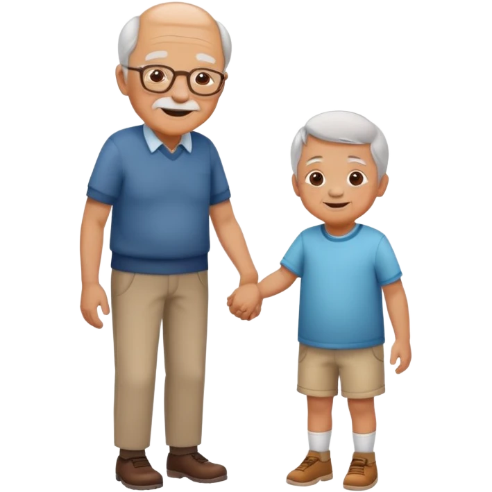 grandpa holding hands with a small child, cheerful and caring emoji