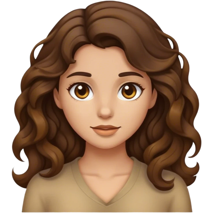 brunette girl with wavy hair and hair color brown golden emoji