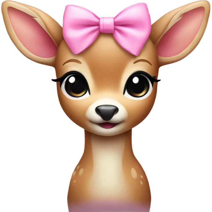 Cute baby deer wearing a pink bow emoji
