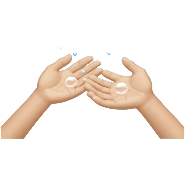 Minimal, flat-design icon of two human hands being washed under flowing water with soap bubbles, no text, high contrast, universally recognisable, plain white background emoji