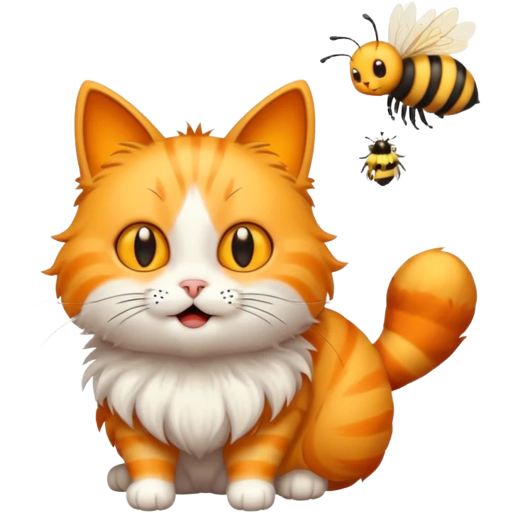 Cat with a bee emoji