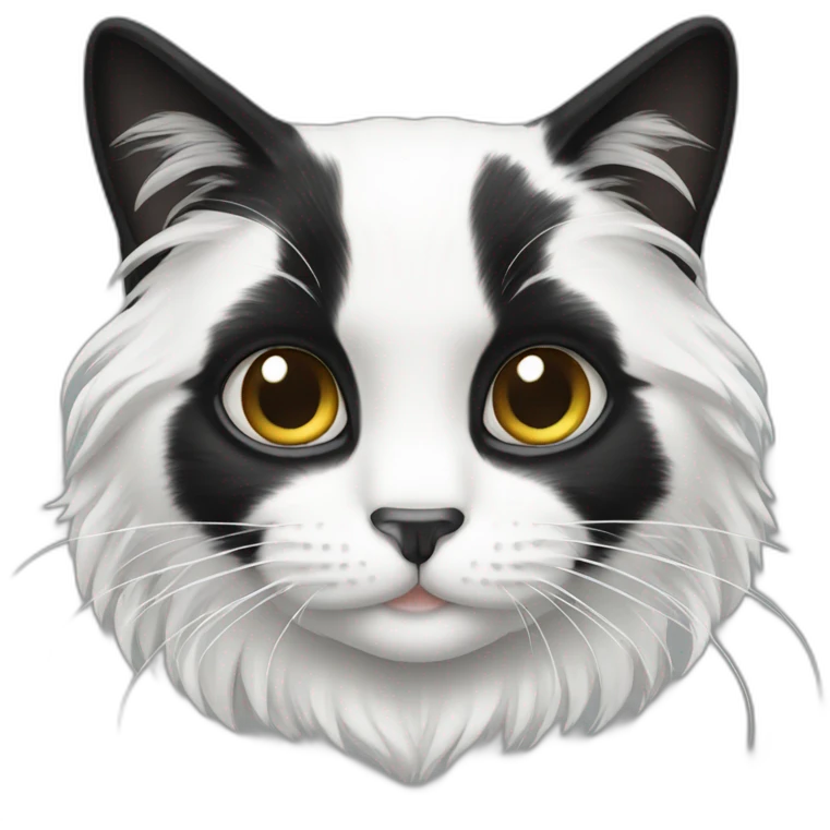 long hair black and white cat emoji