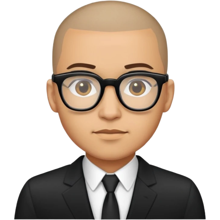 Light skin tone Buzz cut Latino with glasses with black suit  emoji