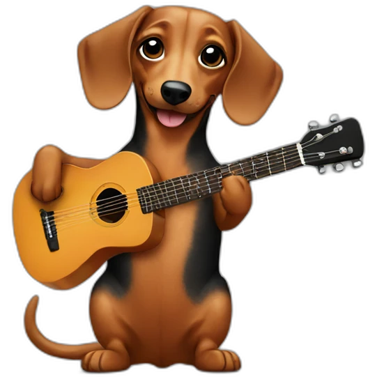 Dachshund playing guitar emoji