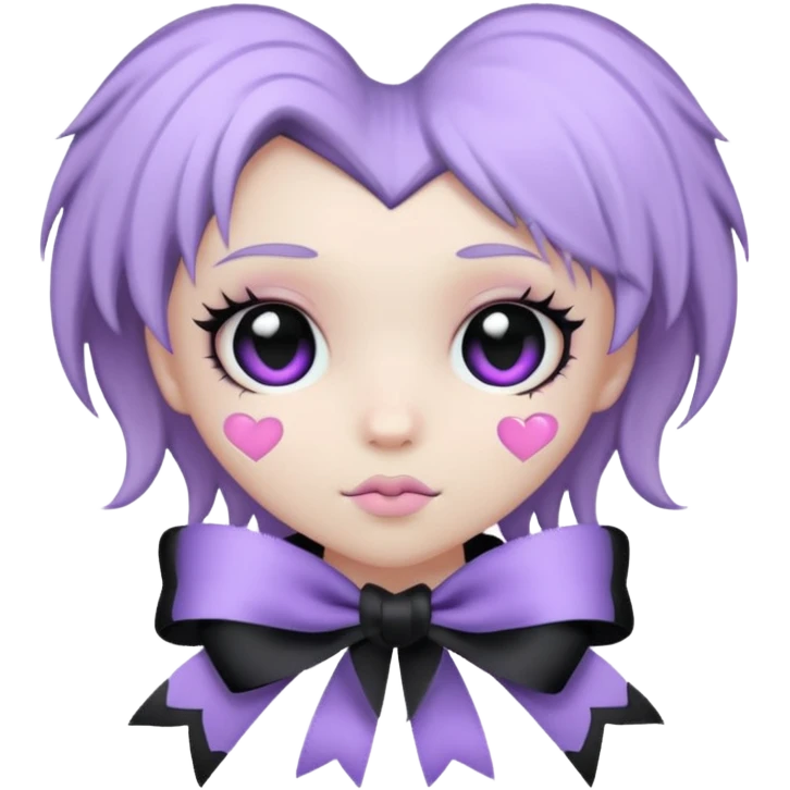 pastel goth heart with lavender ribbon emoji