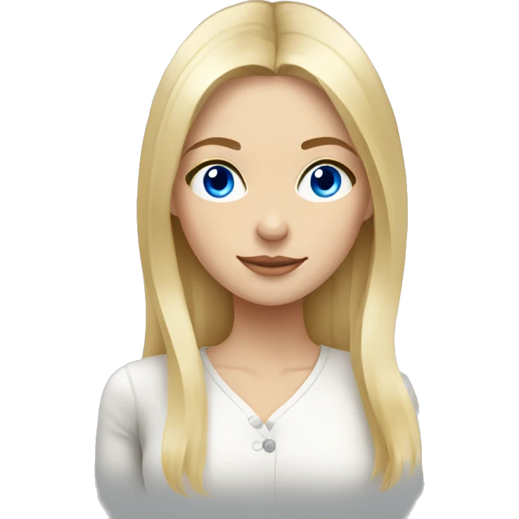blonde with blue eyes, shoulder length hair, russian girl emoji
