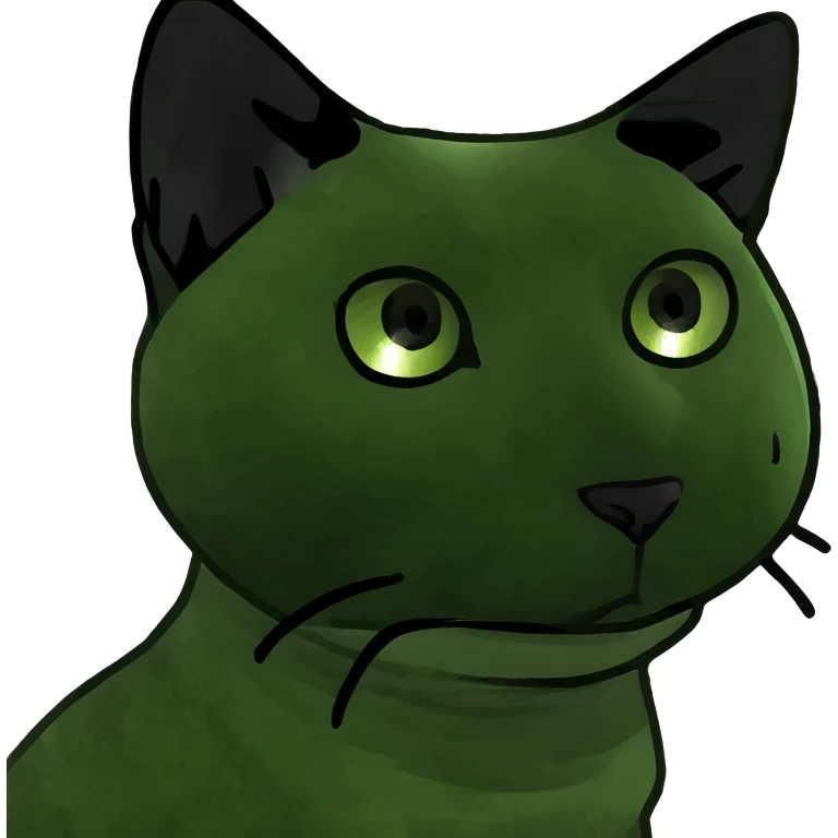 Green eyed black cat emoji
