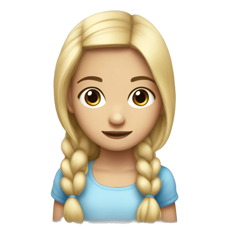 Niña con pelo rubio liso y largo y ojos azules emoji