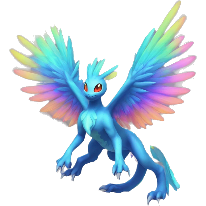 Colorful Celestial Neon Colors Vibrant Colors Flying Futuristic Fakémon-Legendary-Pokémon-Creature Full Body emoji