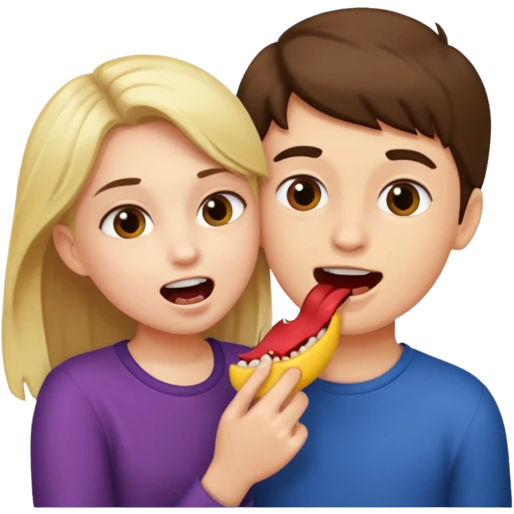 Girl bites boy emoji