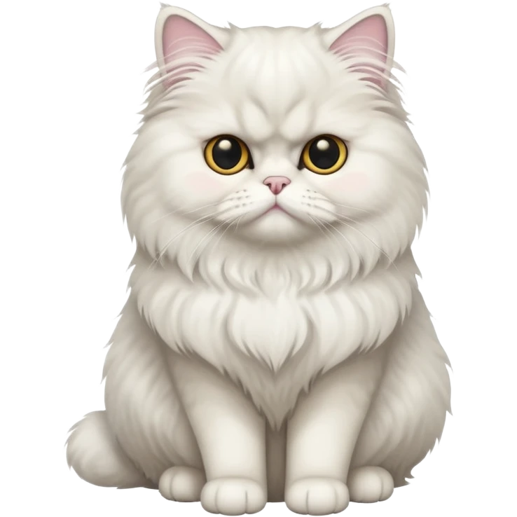Persian cat full body sitting with black eyes emoji