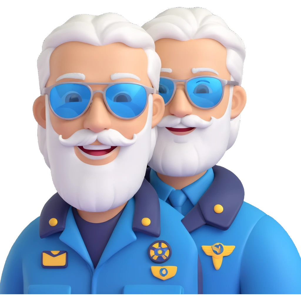 fair-skinned male pilot, middle-aged, silver hair, beard, smiling, sunglasses emoji