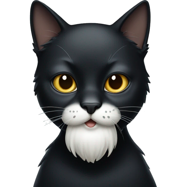 a black cat with a white beard emoji