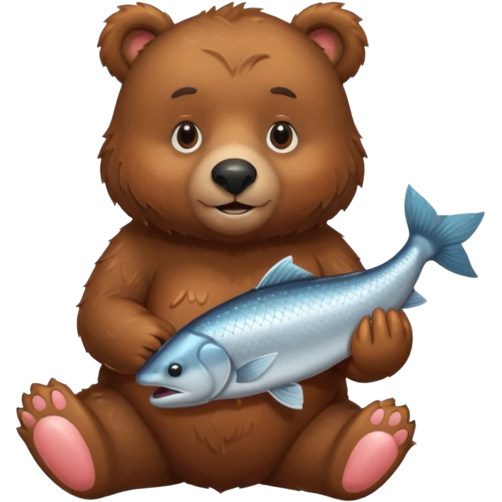 A brown bear holding a salmon emoji
