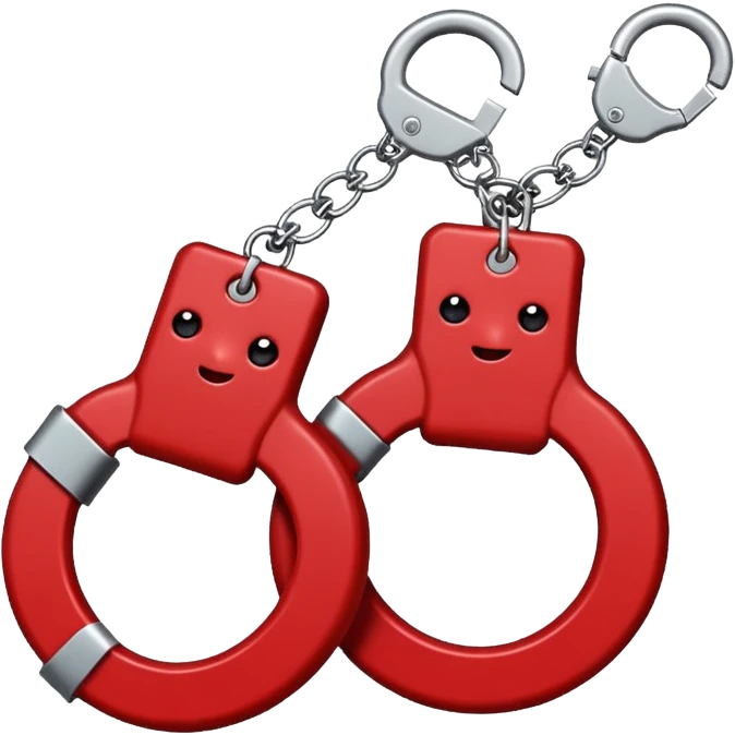 Fluffy sanguine-red handcuffs emoji