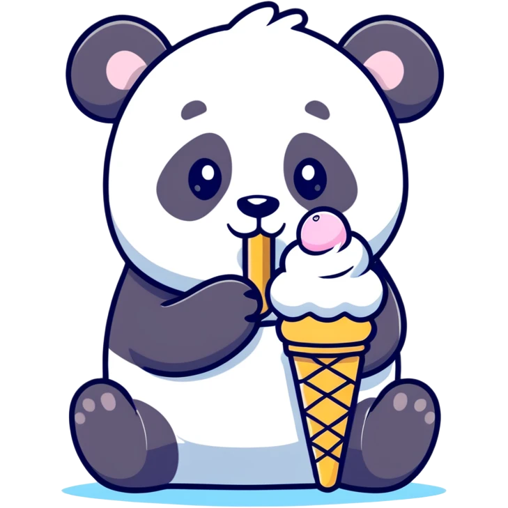 Panda eating ice cream emoji