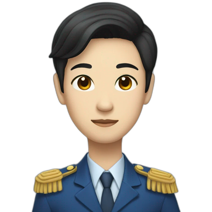 young asian deputy in blue suit and very short black hair emoji